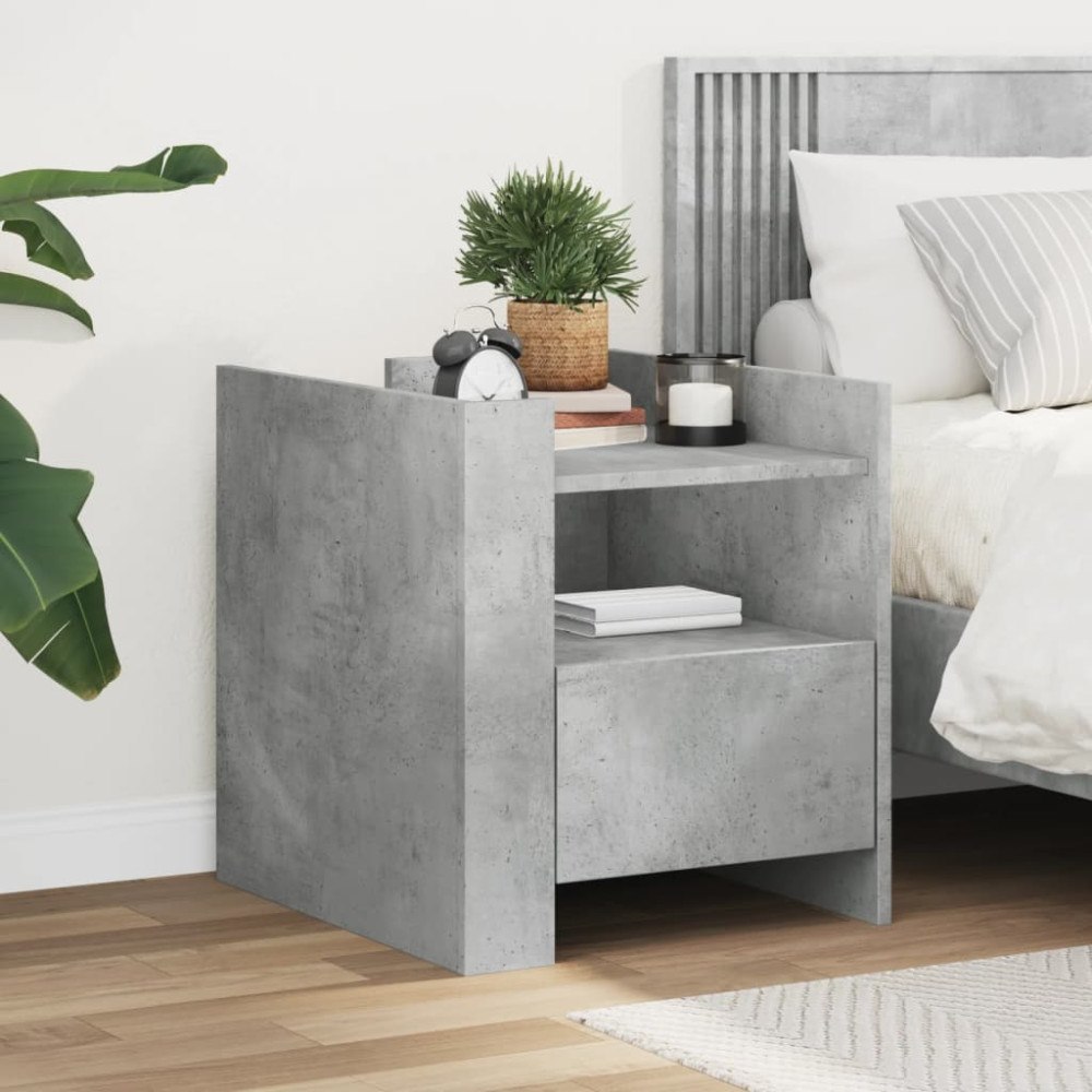 vidaXL Sängbord betonggrå 45x50x50 cm konstruerat trä