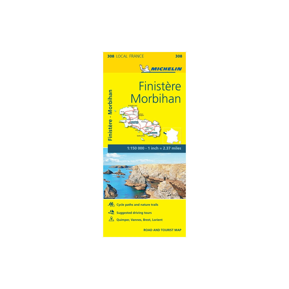 Michelin Editions Des Voyages Finistere, Morbihan - Michelin Local Map 308