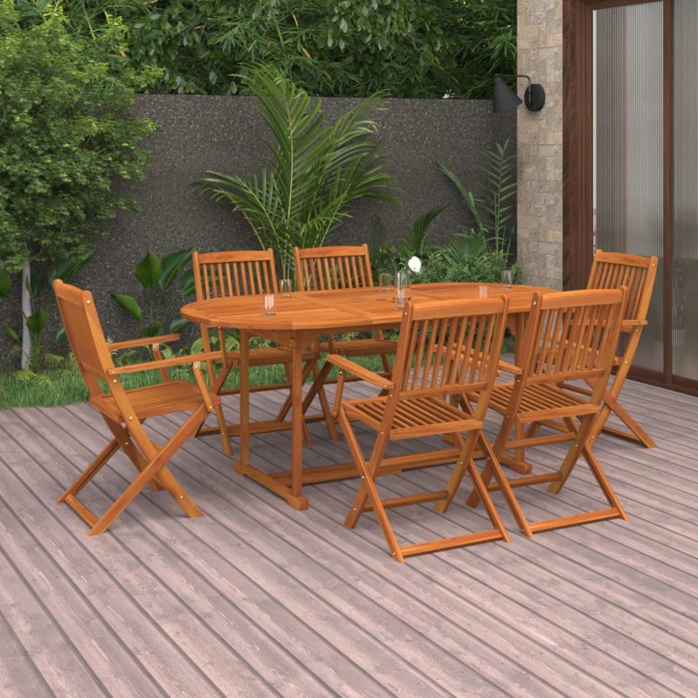vidaXL Matgrupp för trädgården 7 delar 180x90x75 cm massivt akaciaträ
