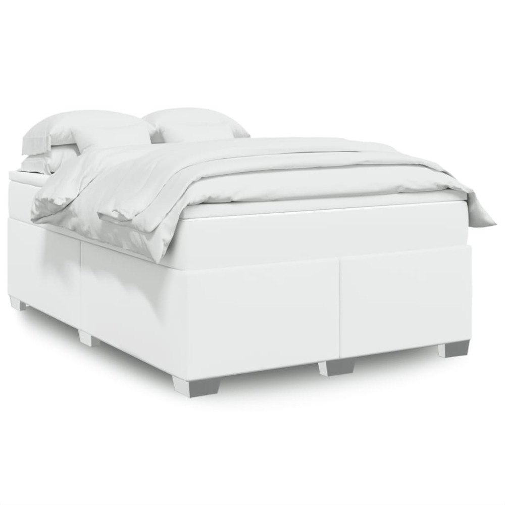 vidaXL Ramsäng med madrass vit 140x200 cm konstläder