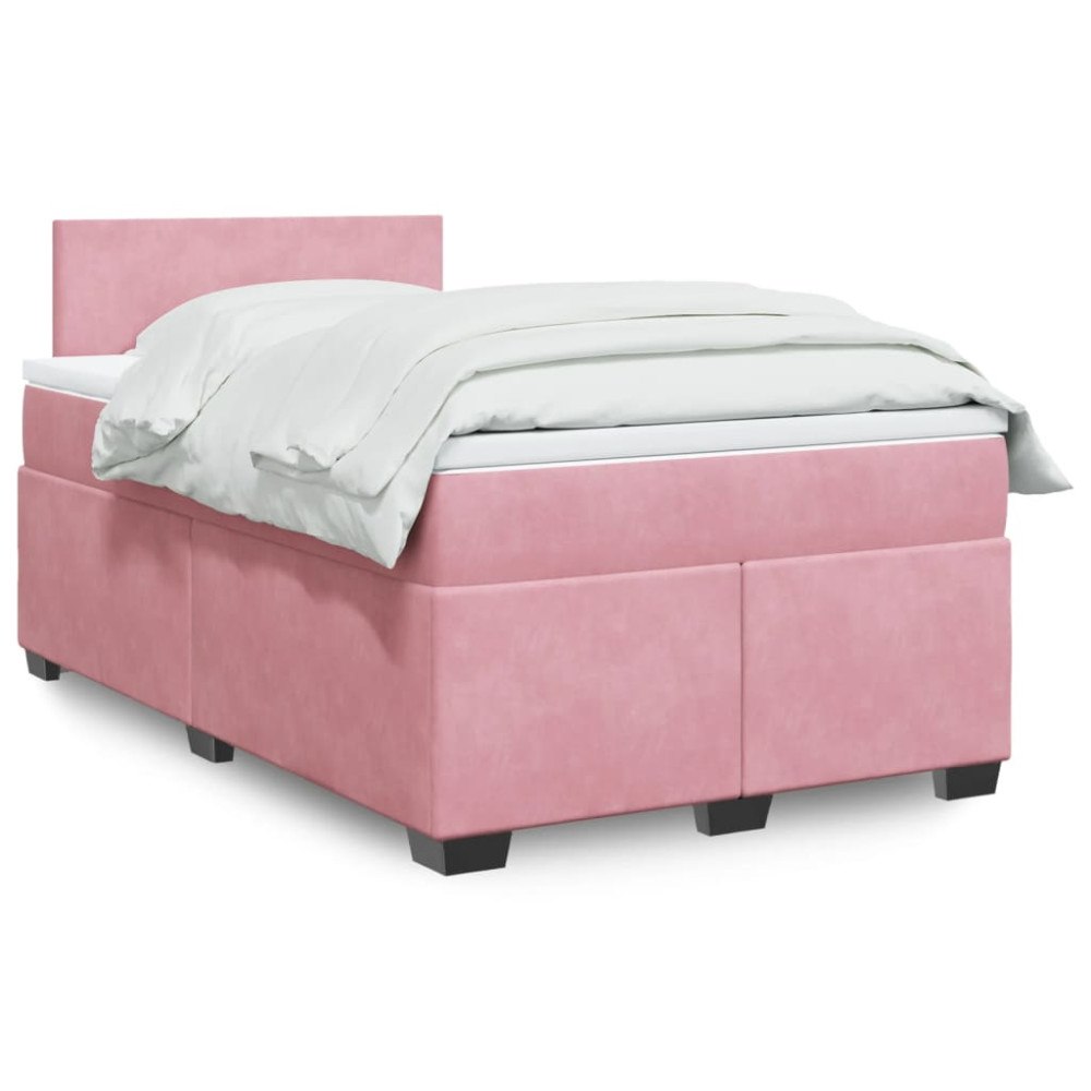 vidaXL Ramsäng med madrass rosa 120x200 cm sammet
