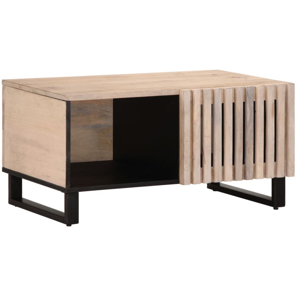 vidaXL Soffbord vit 80x51x40 cm massivt mangoträ