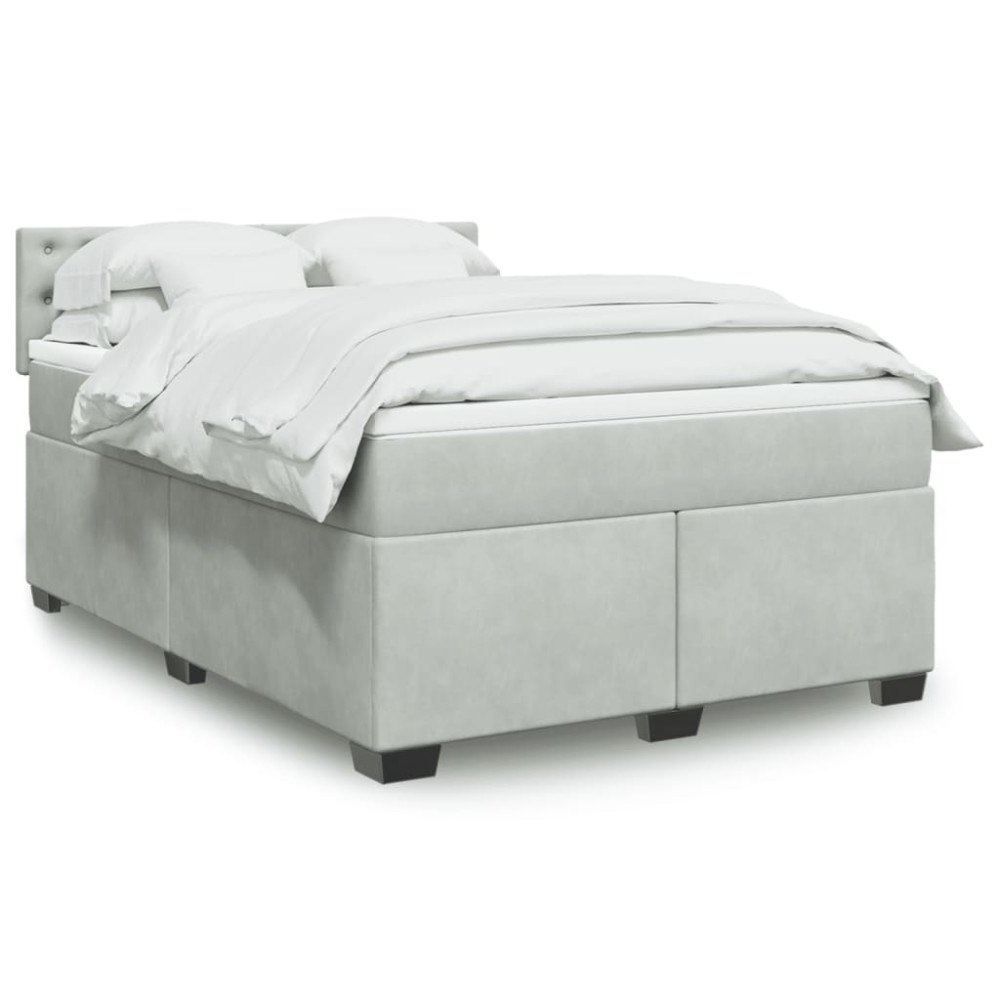 vidaXL Ramsäng med madrass ljusgrå 140x190 cm sammet