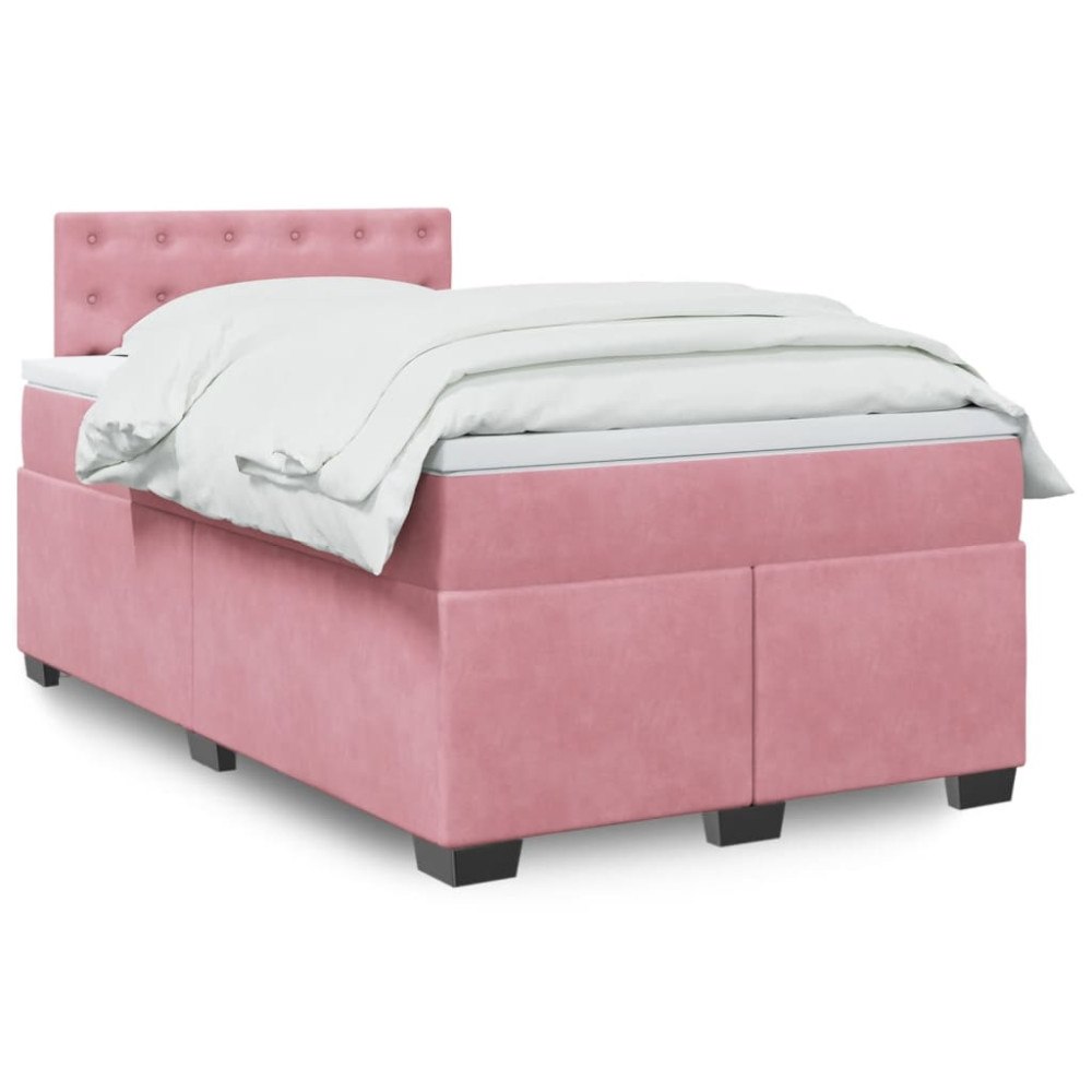 vidaXL Ramsäng med madrass rosa 120x200 cm sammet