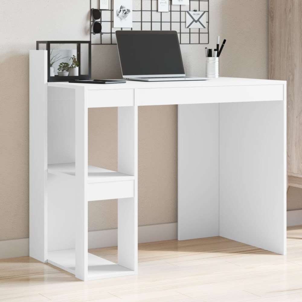 vidaXL Skrivbord vit 103,5x56,5x94 cm konstruerat trä
