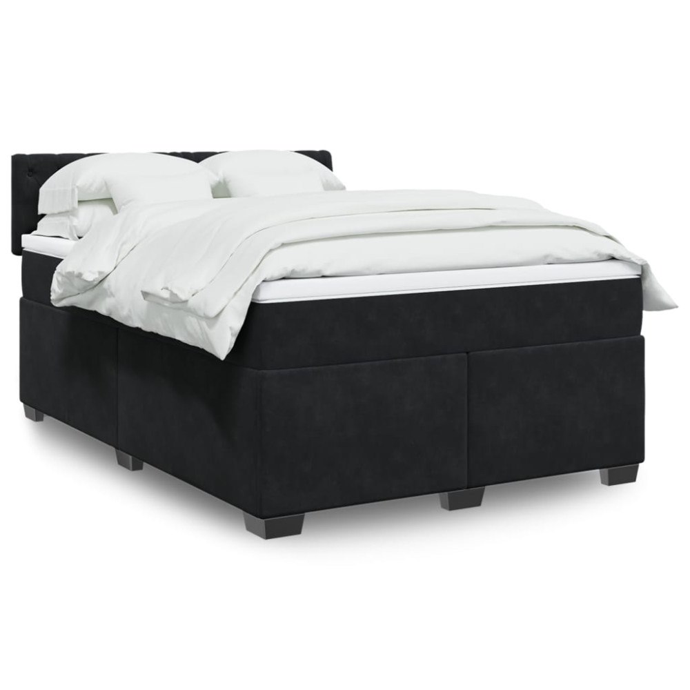 vidaXL Ramsäng med madrass svart 140x190 cm sammet