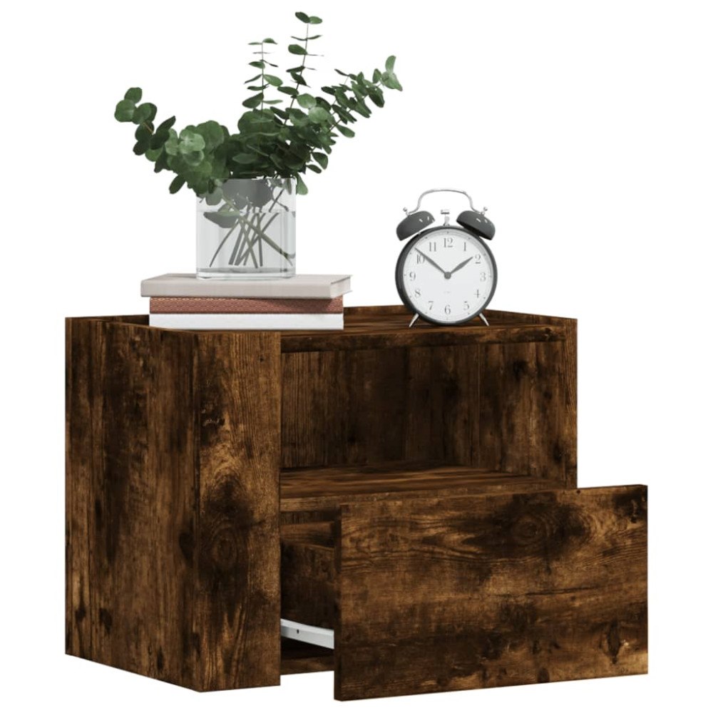 vidaXL Väggmonterade sängbord 2 st rökfärgad ek 45x30x35 cm
