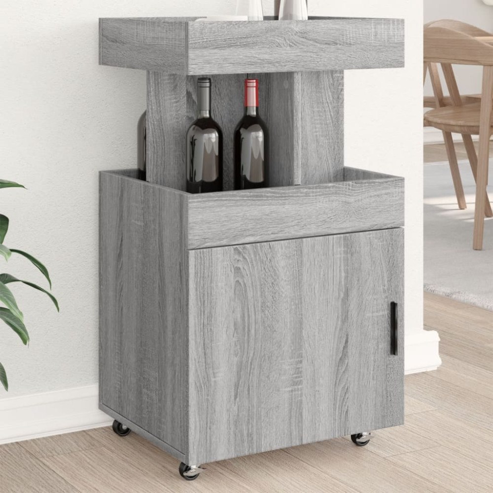 vidaXL Barvagn grå sonoma 50x41x89 cm konstruerat trä
