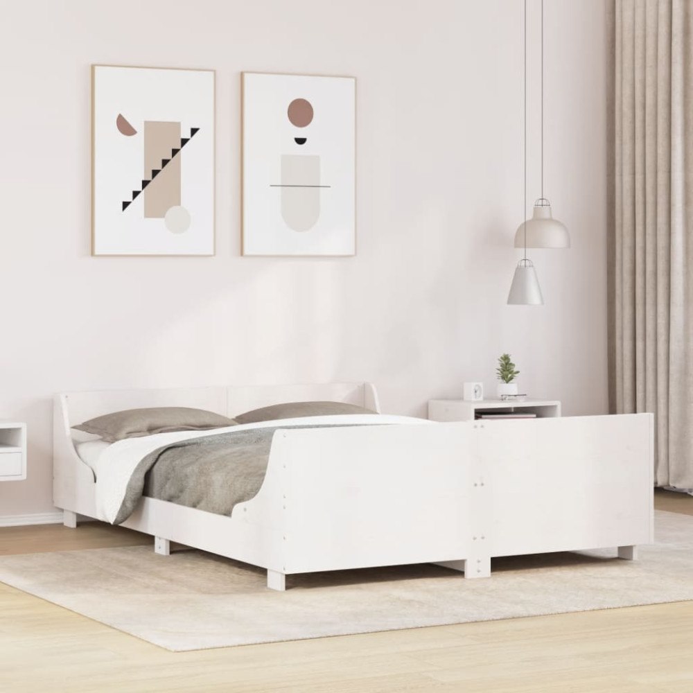 vidaXL Sängram utan madrass vit 120x200 cm massiv furu