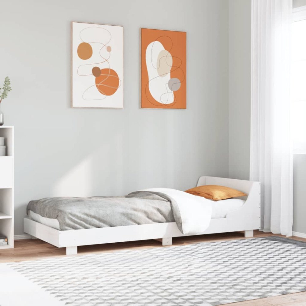 vidaXL Sängram utan madrass vit 90x200 cm massiv furu
