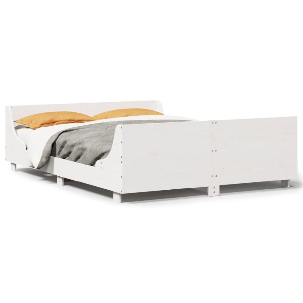 vidaXL Sängram utan madrass vit 160x200 cm massiv furu
