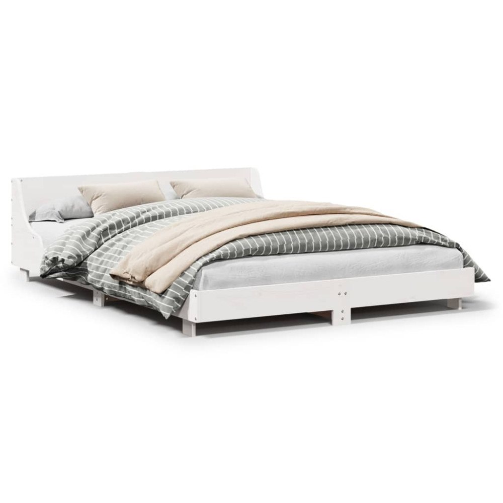 vidaXL Sängram utan madrass vit 120x190 cm massiv furu