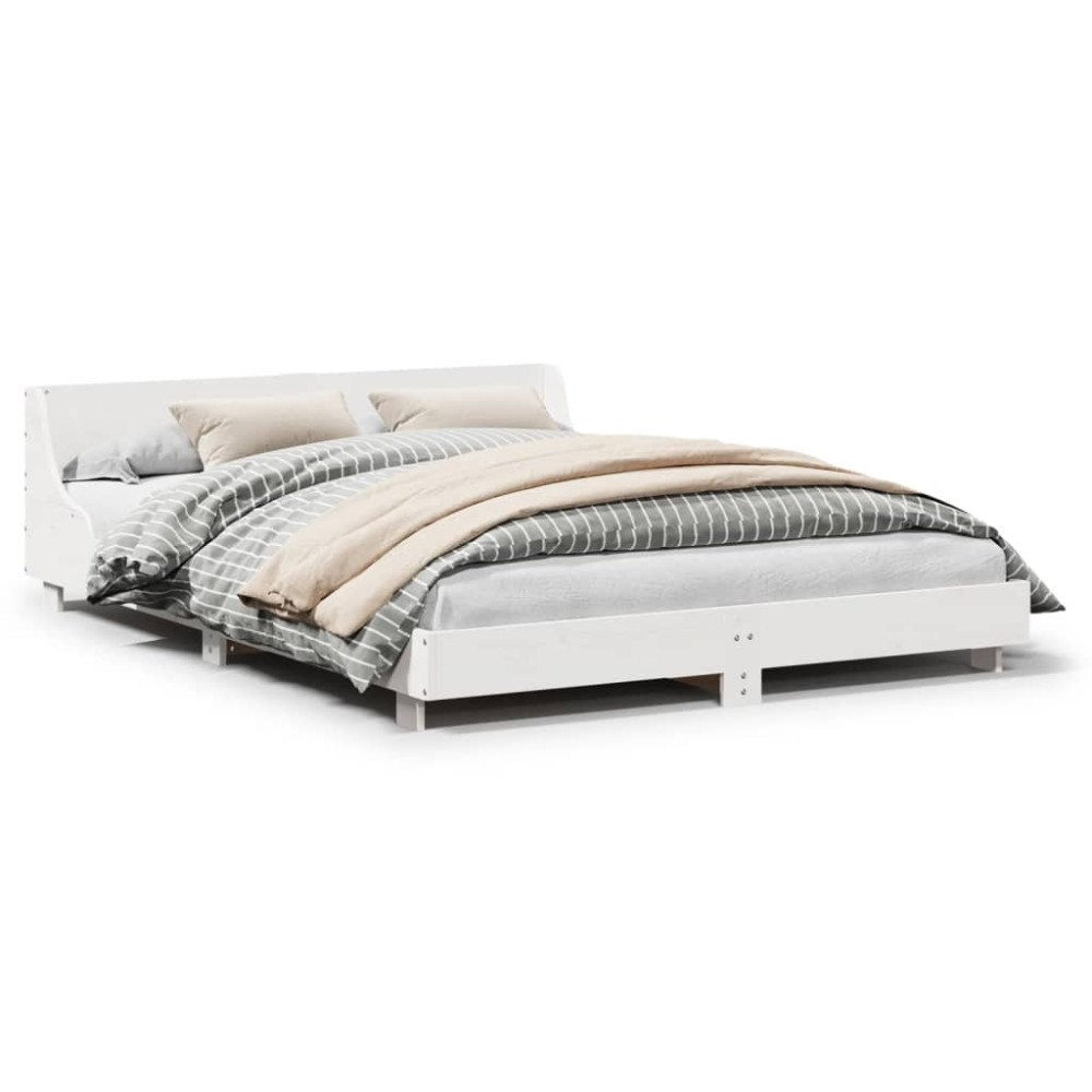 vidaXL Sängram utan madrass vit 120x200 cm massiv furu