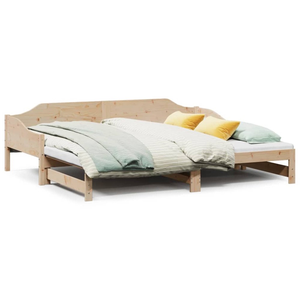 vidaXL Dagbädd med extrasäng 90x190 cm massiv furu