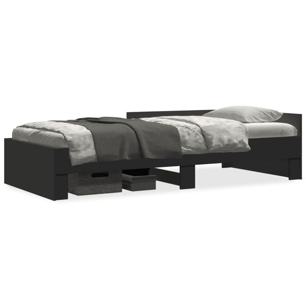 vidaXL Sängram svart 75x190 cm konstruerat trä
