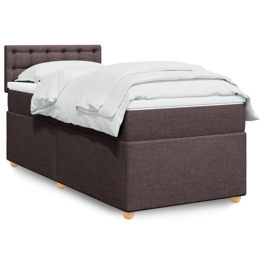 vidaXL Ramsäng med madrass mörkbrun 80x200 cm tyg