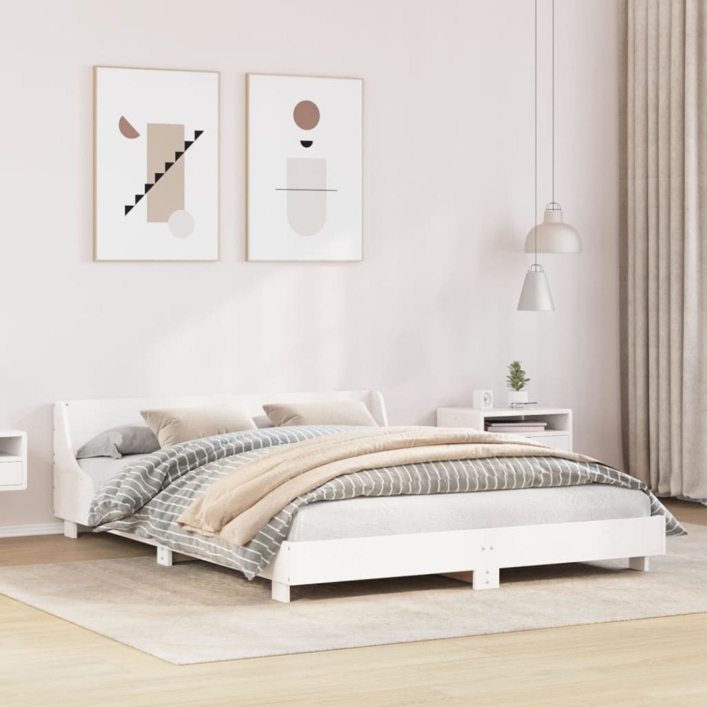 vidaXL Sängram utan madrass vit 140x200 cm massiv furu