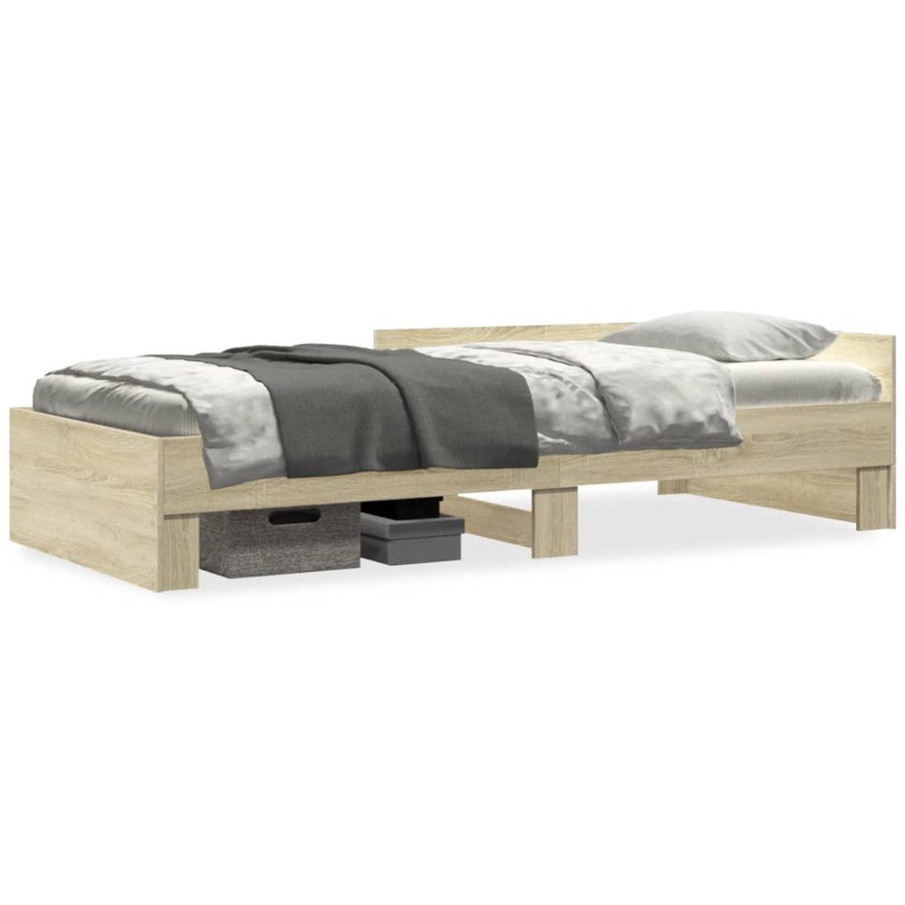 vidaXL Sängram utan madrass sonoma-ek 75x190 cm konstruerad trä