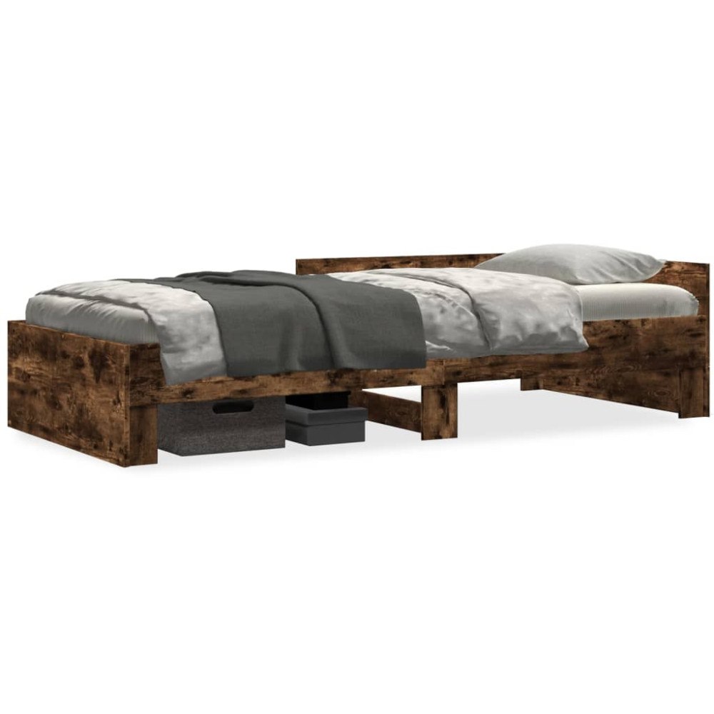 vidaXL Sängram utan madrass rökfärgad ek 75x190 cm konstruerad trä