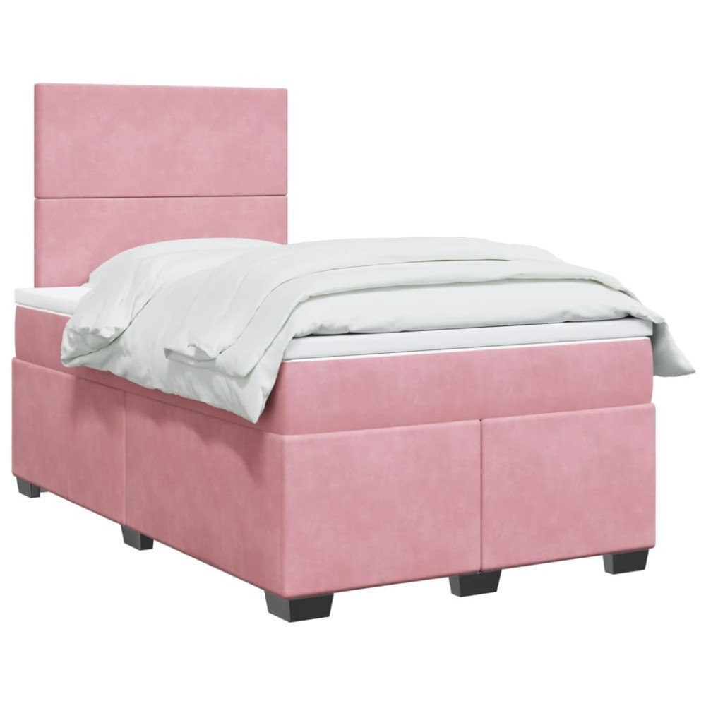 vidaXL Ramsäng med madrass rosa 120x200 cm sammet