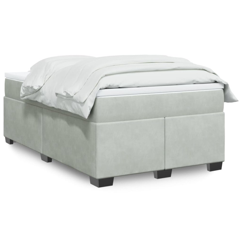 vidaXL Ramsäng med madrass ljusgrå 120x190 cm sammet