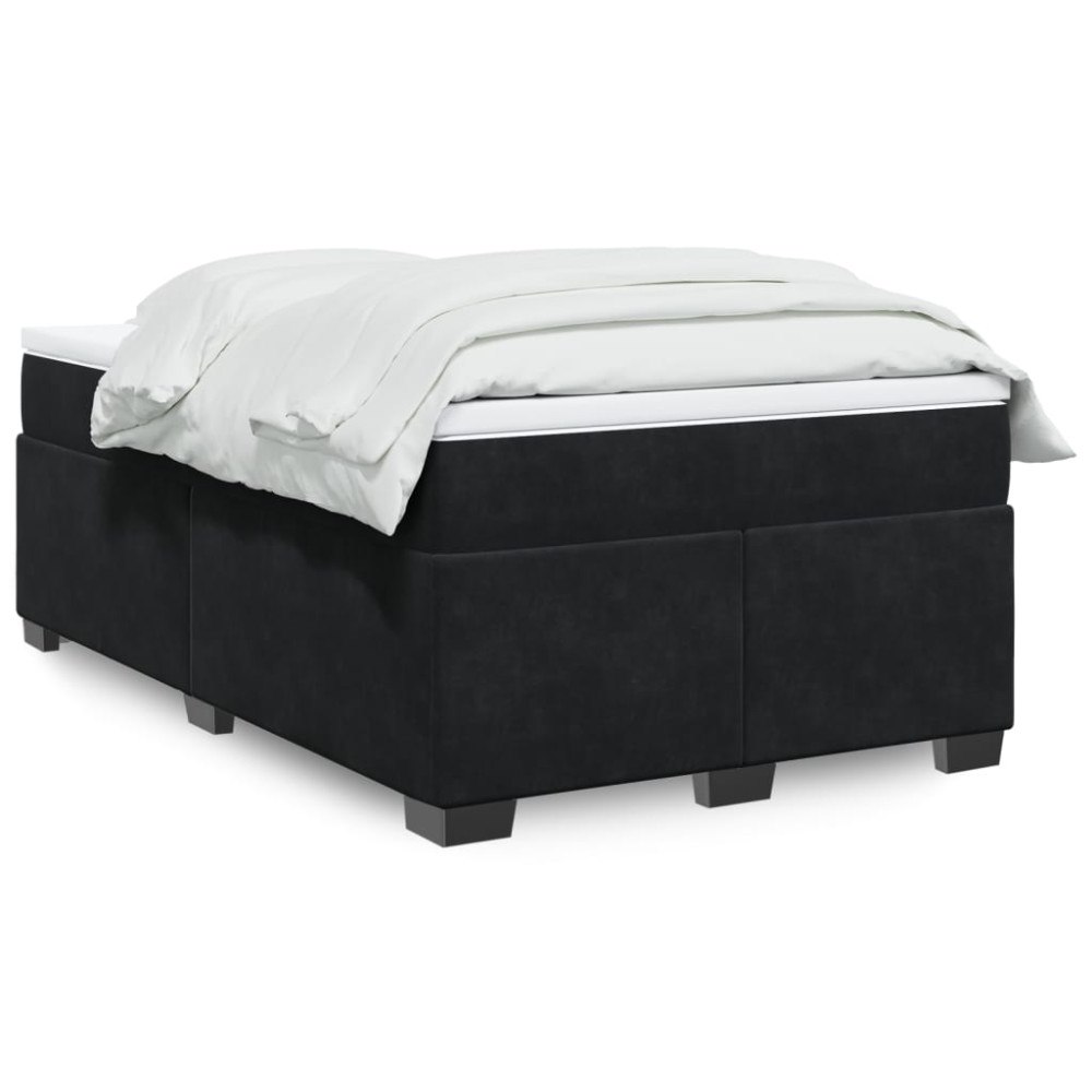 vidaXL Ramsäng med madrass svart 120x190 cm sammet
