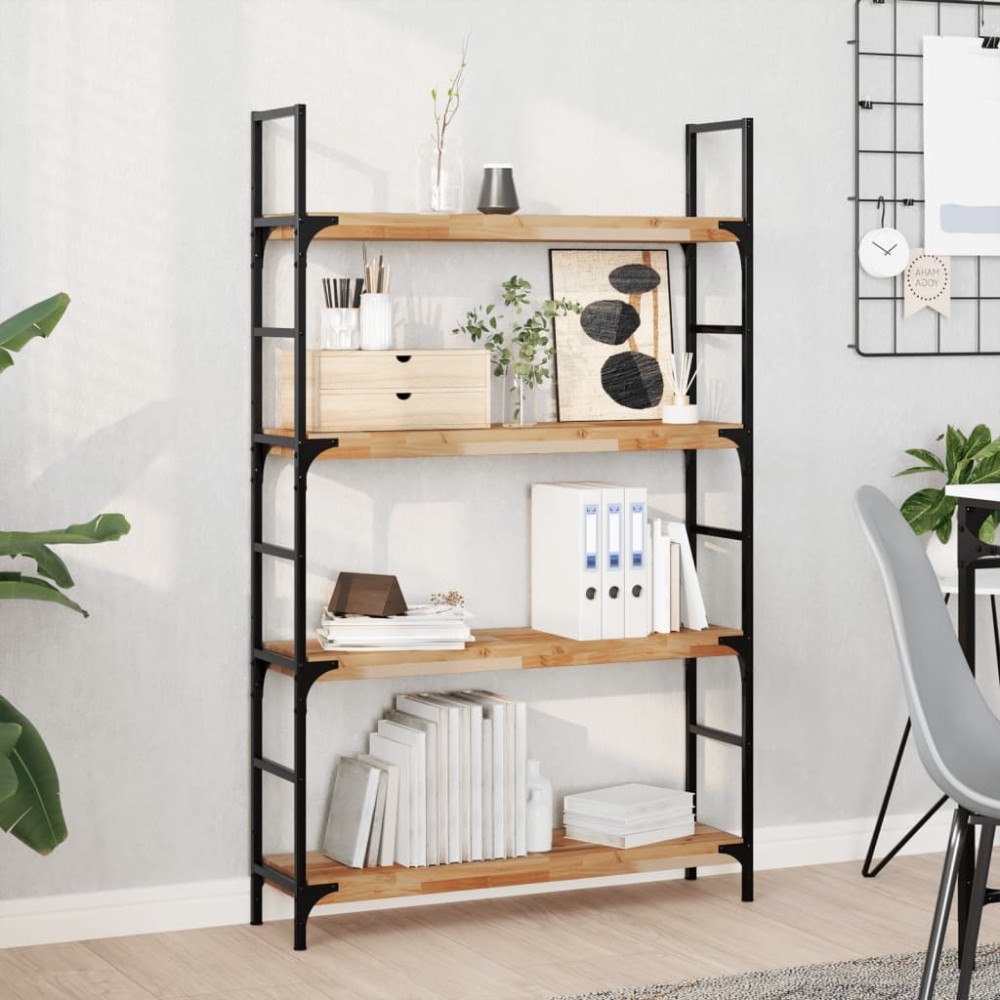 vidaXL Svävande hyllor 4 st 100x20x4 cm behandlat massivt akaciaträ