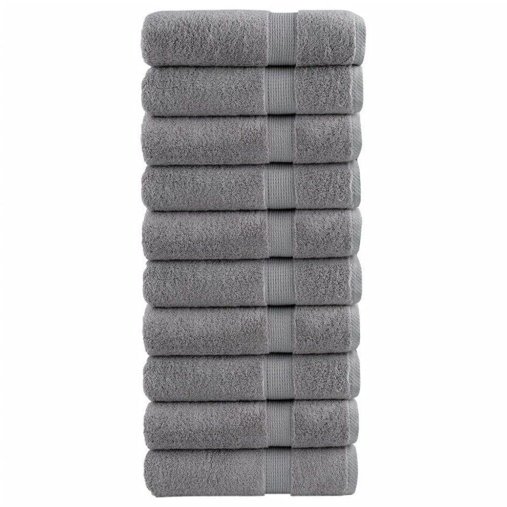 vidaXL Premium badhanddukar SOLUND 10 st grå 70x140cm 600gsm