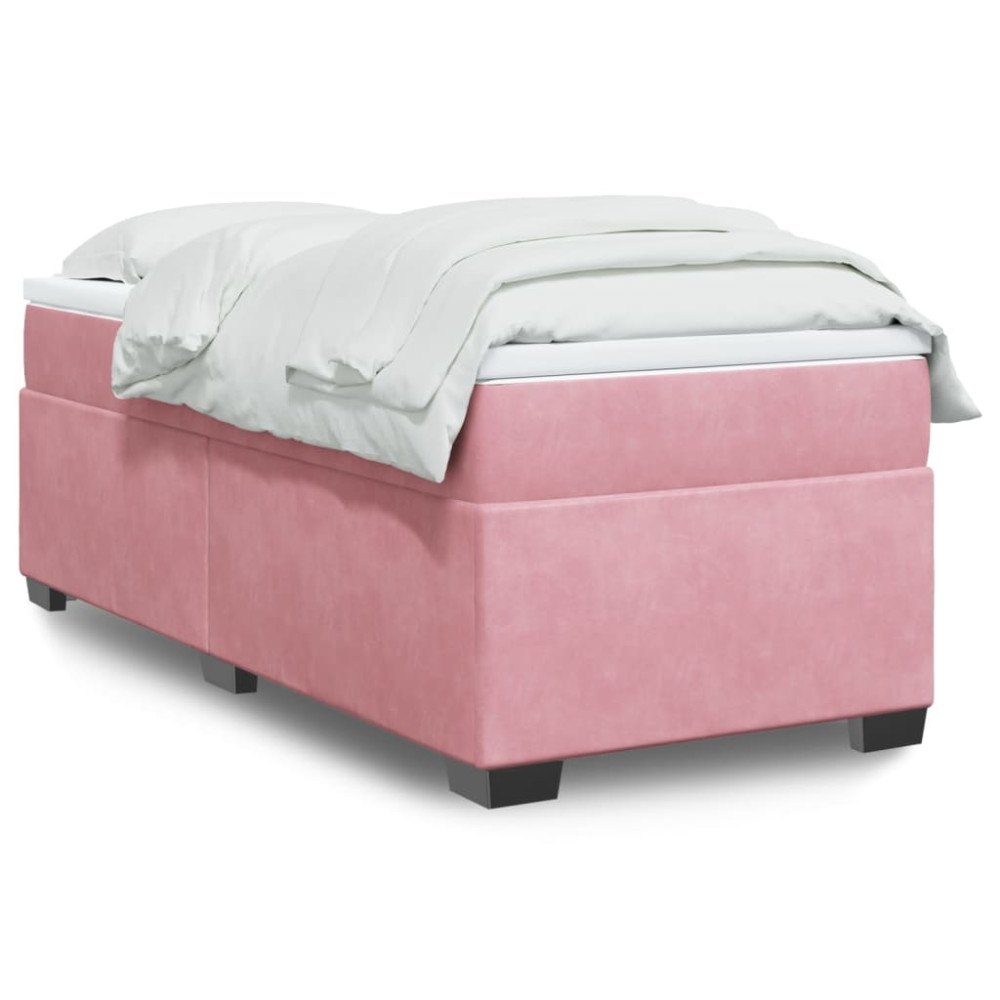 vidaXL Ramsäng med madrass rosa 90x200 cm sammet