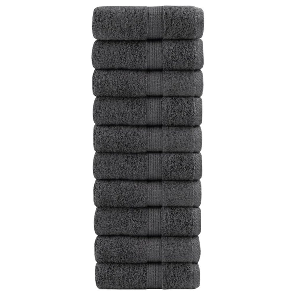 vidaXL Premium gästhanddukar SOLUND 10 st antracit 30x30cm 600gsm