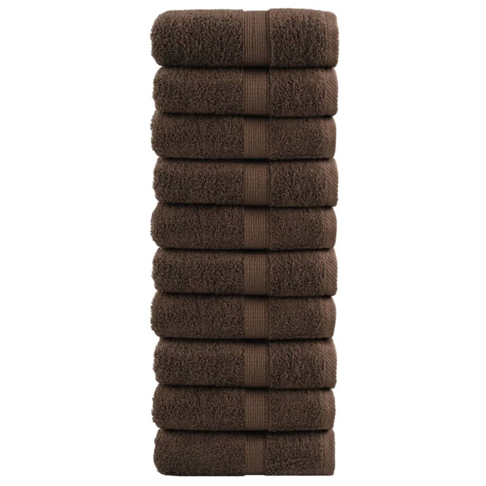 vidaXL Premium gästhanddukar SOLUND 10 st brun 30x50cm 600gsm