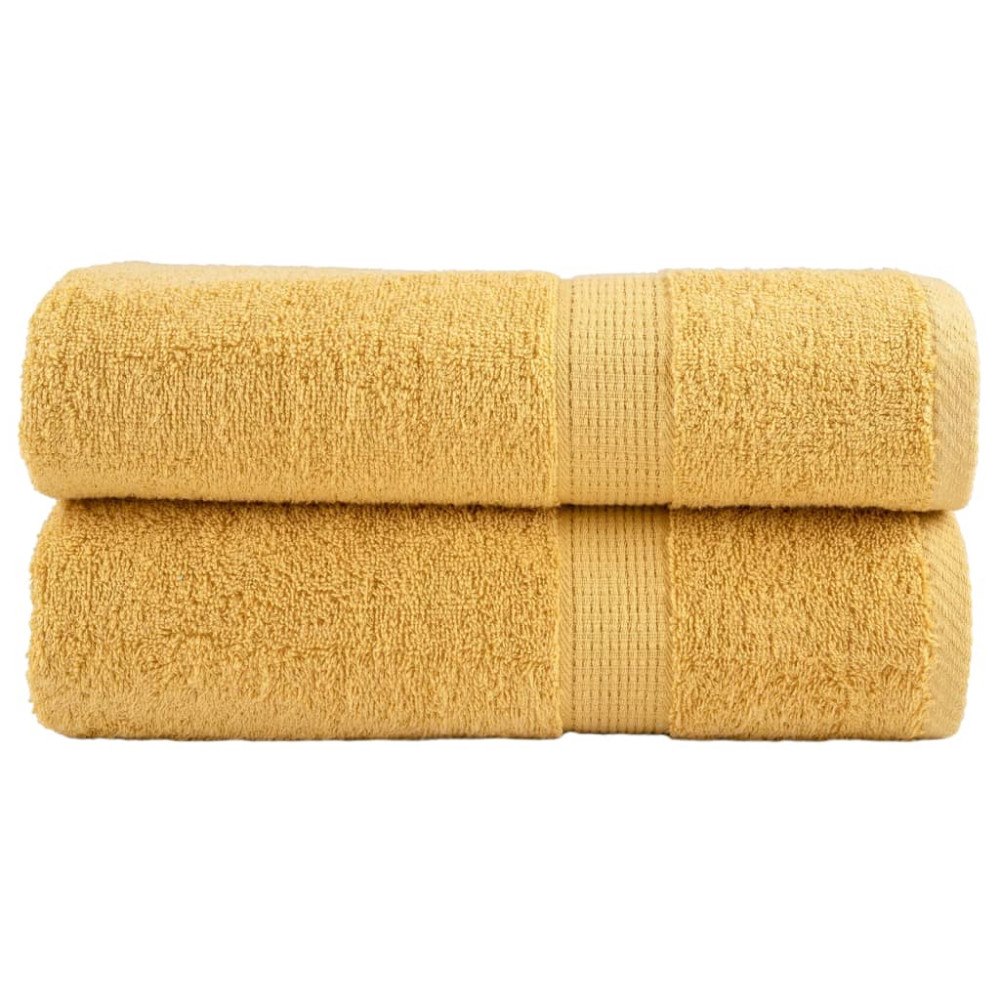 vidaXL Premium badhanddukar SOLUND 2st guld 100x150cm 600gsm