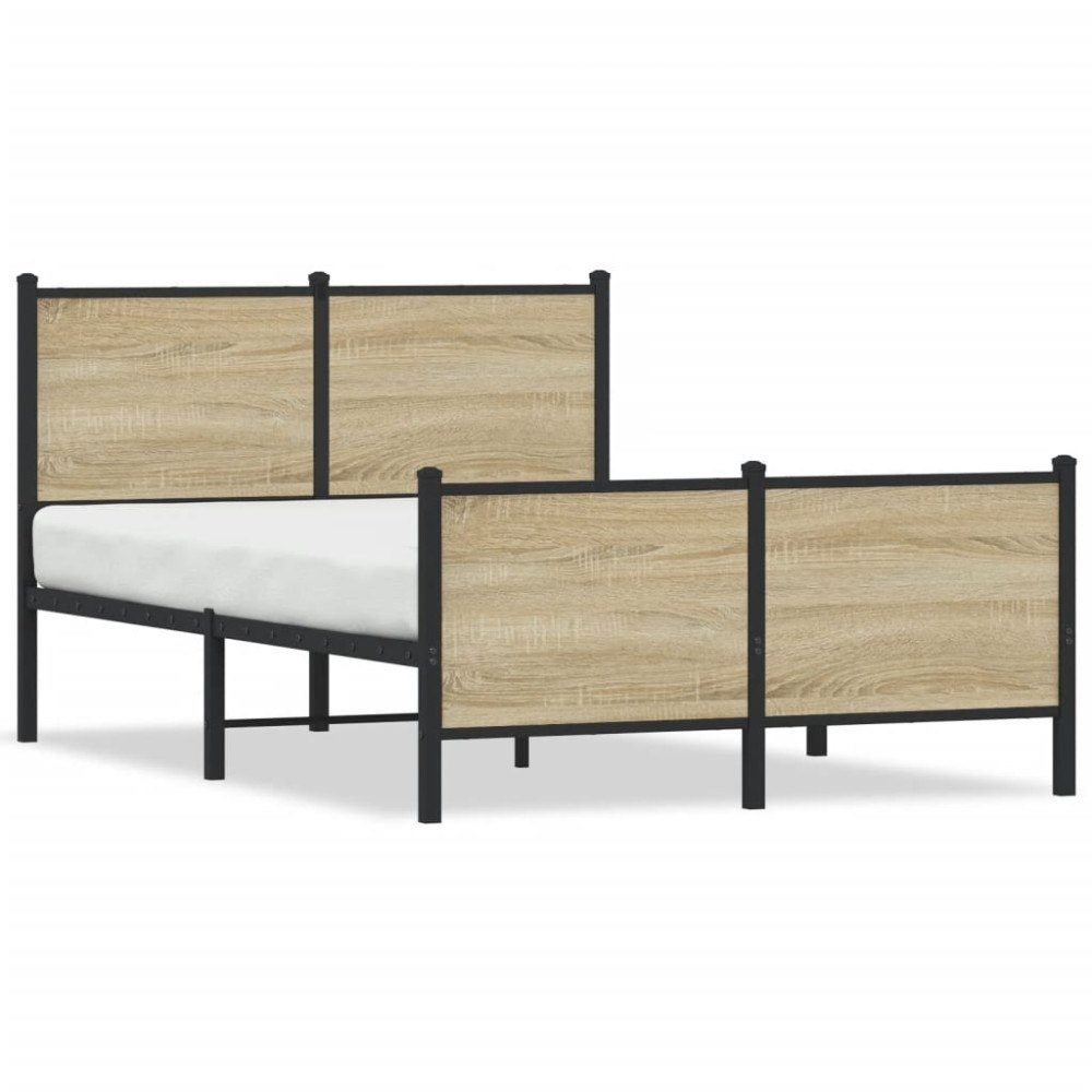 vidaXL Sängram utan madrass metall sonoma-ek 120x190 cm