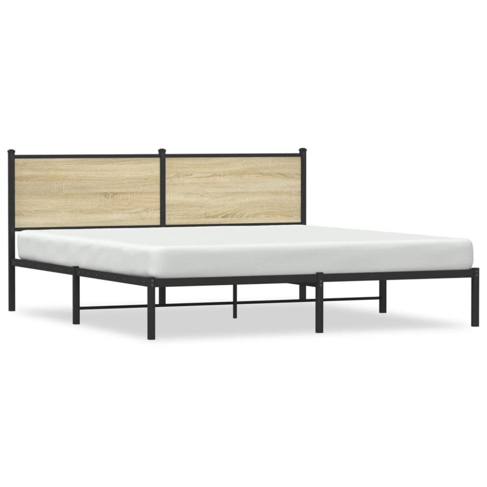 vidaXL Sängram utan madrass metall sonoma-ek 160x200 cm
