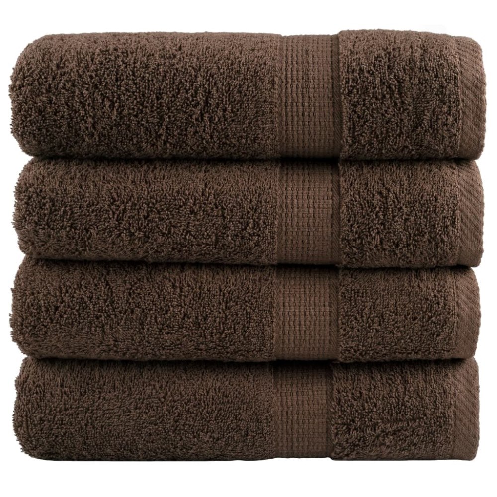 vidaXL Premium badhanddukar SOLUND 4 st brun 70x140cm 600gsm