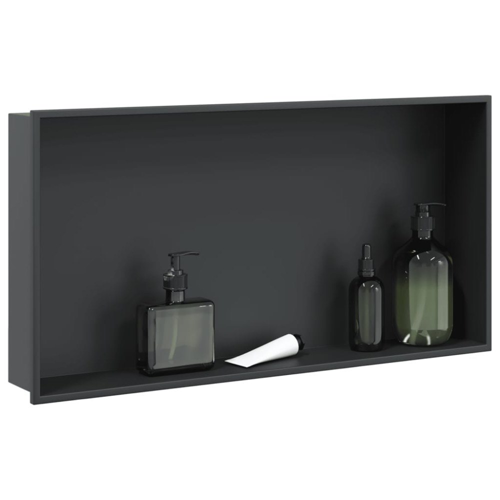 vidaXL Duschnisch matt svart 62x32x9 cm rostfritt stål