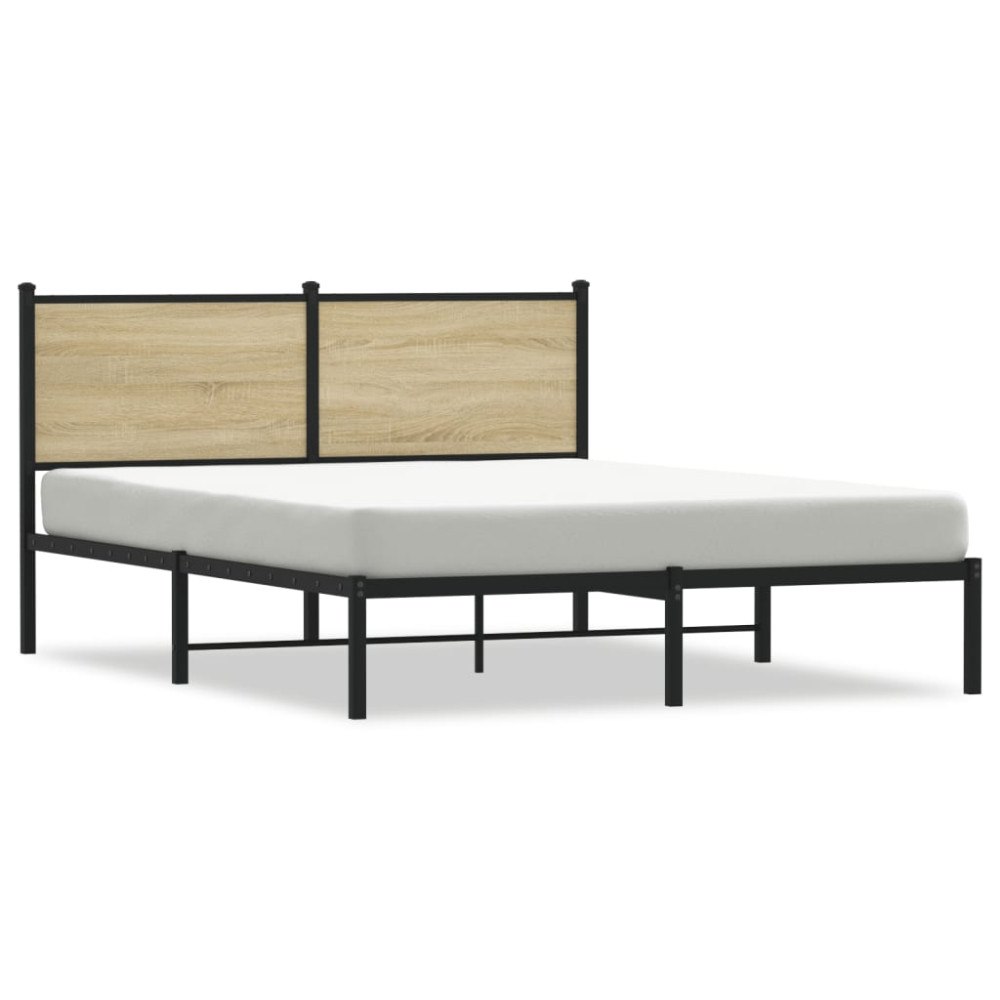 vidaXL Sängram utan madrass metall sonoma-ek 140x200 cm