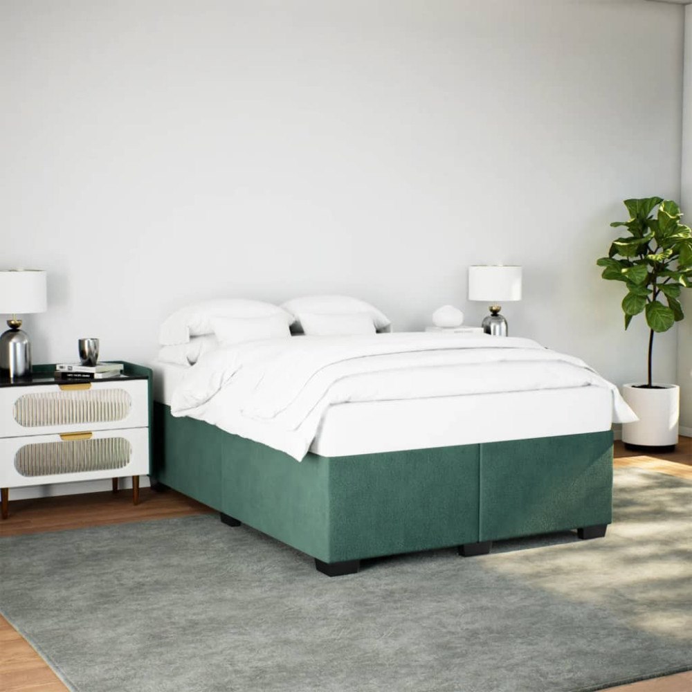 vidaXL Sängram utan madrass mörkgrön 140x190 cm sammet