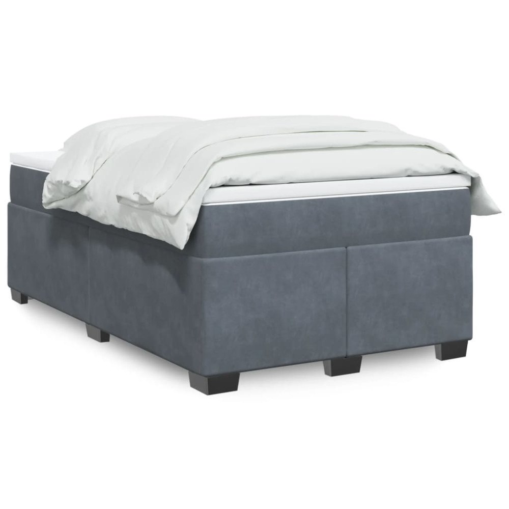 vidaXL Ramsäng med madrass mörkgrå 120x190 cm sammet