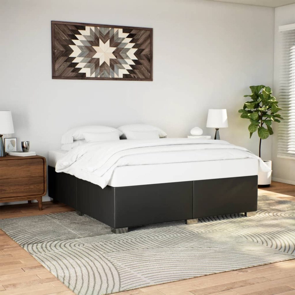vidaXL Sängram svart 200x200 cm konstläder