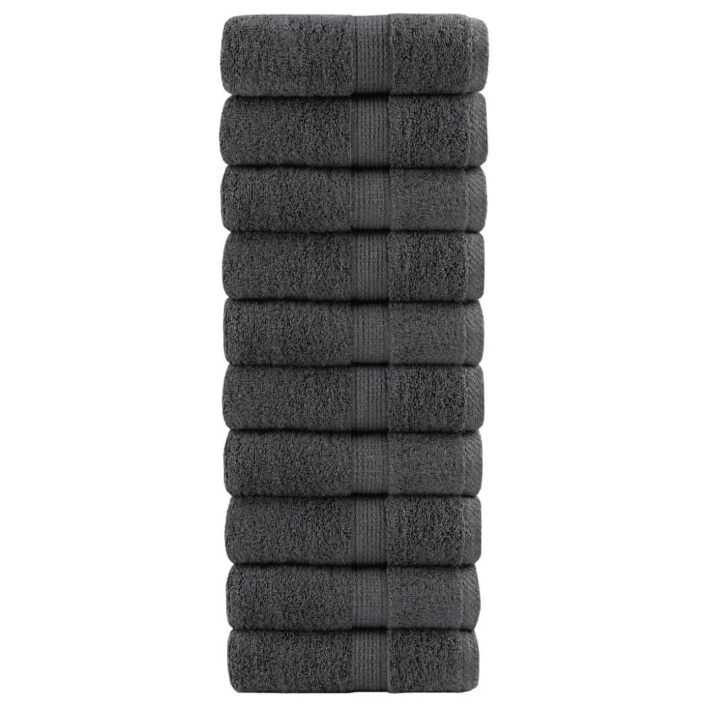 vidaXL Premium gästhanddukar SOLUND 10 st antracit 30x50cm 600gsm
