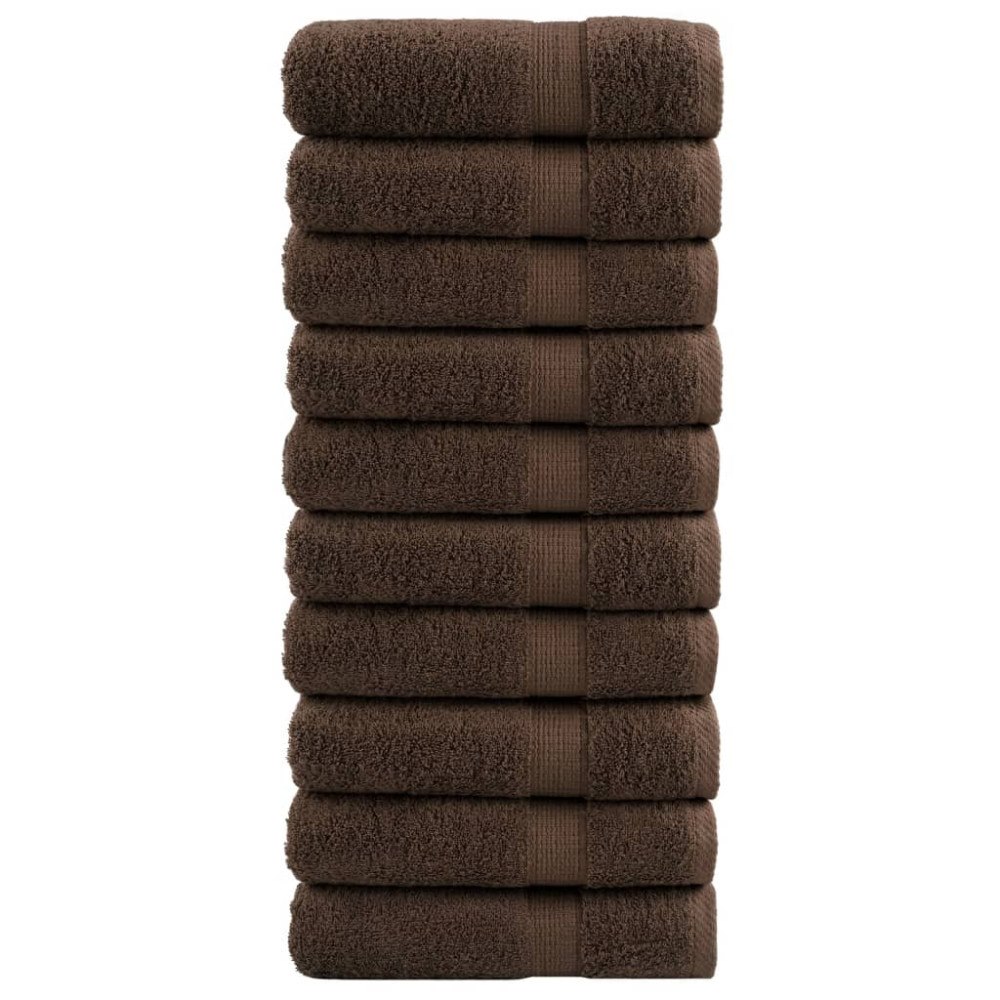 vidaXL Premium badhanddukar SOLUND 10 st brun 70x140cm 600gsm