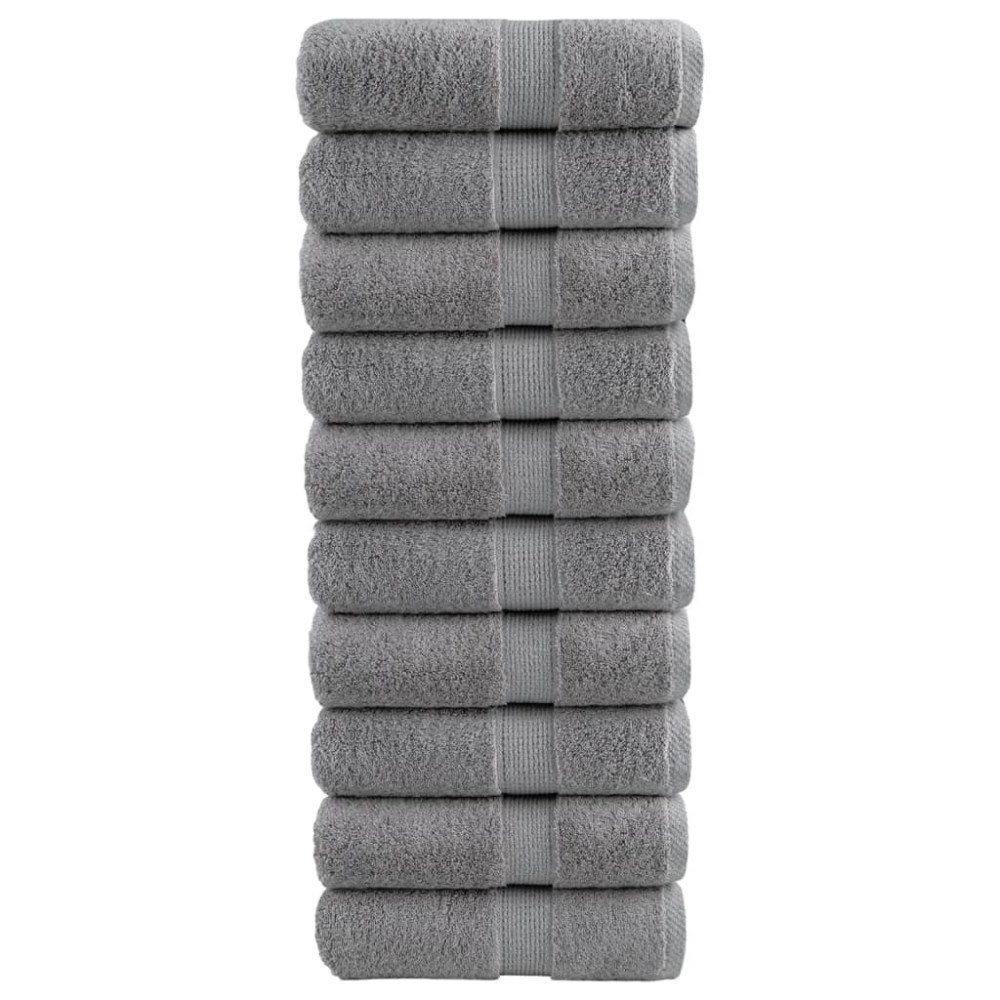 vidaXL Premium gästhanddukar SOLUND 10 st grå 30x30cm 600gsm