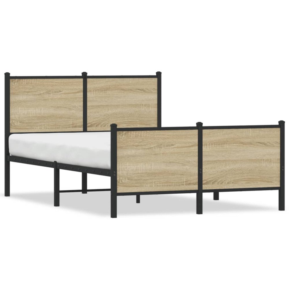 vidaXL Sängram utan madrass metall sonoma-ek 120x200 cm
