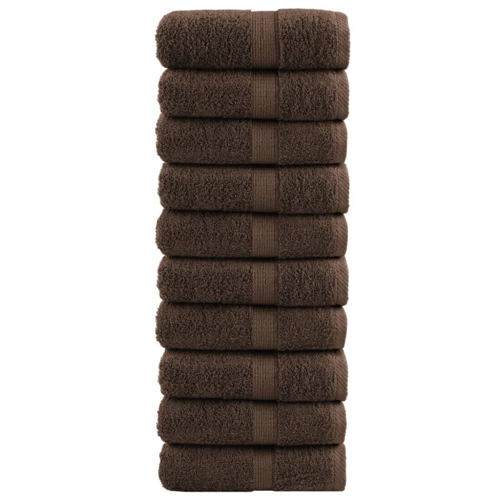vidaXL Premium gästhanddukar SOLUND 10 st brun 30x30cm 600gsm