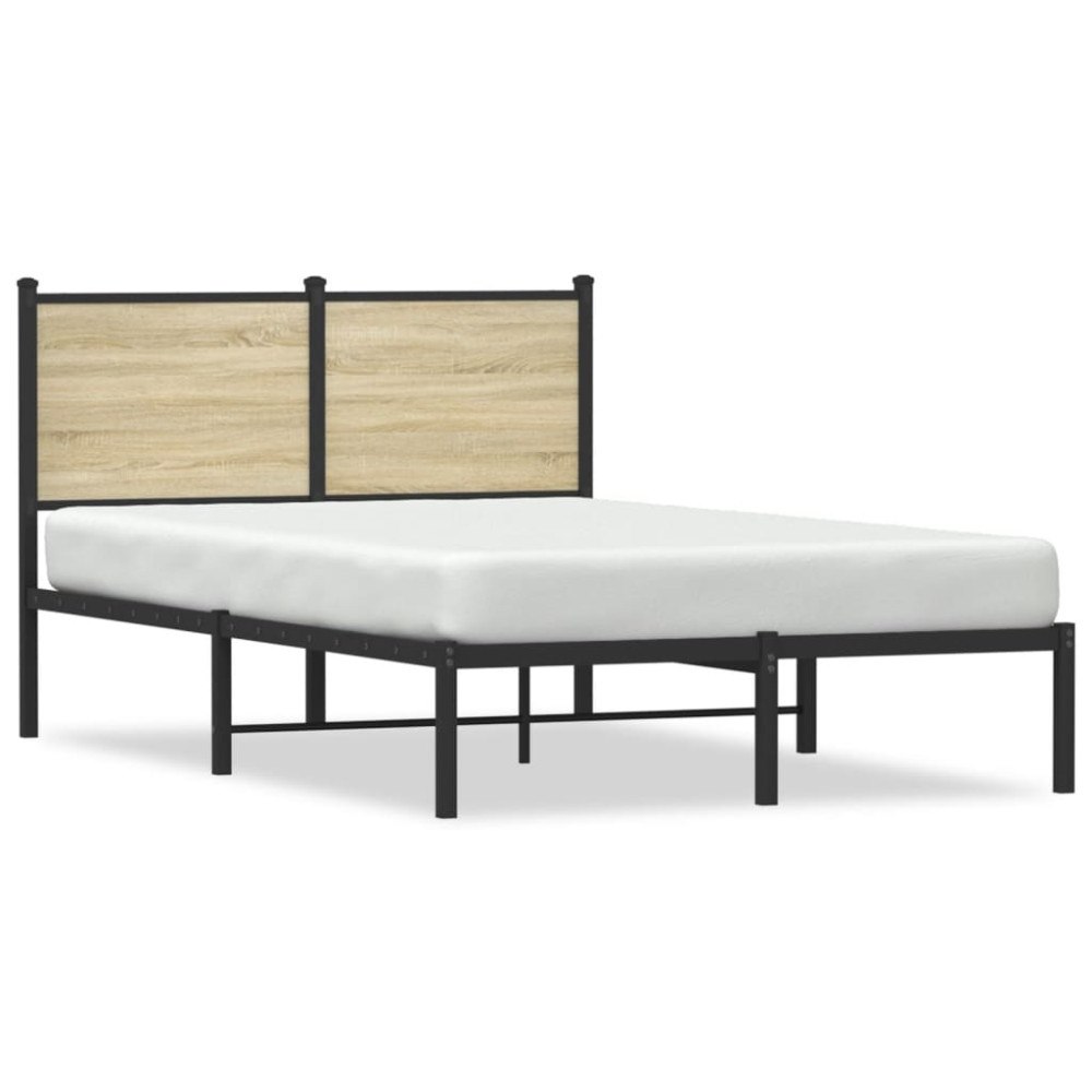 vidaXL Sängram utan madrass metall sonoma-ek 120x200 cm