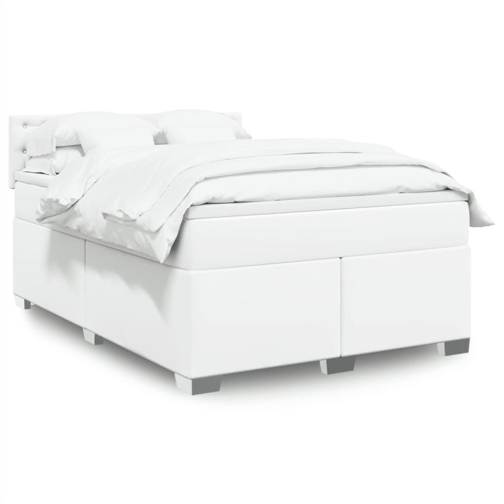 vidaXL Ramsäng med madrass vit 140x190 cm konstläder