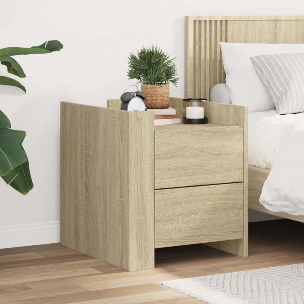 vidaXL Sängbord sonoma-ek 45x50x50 cm konstruerat trä
