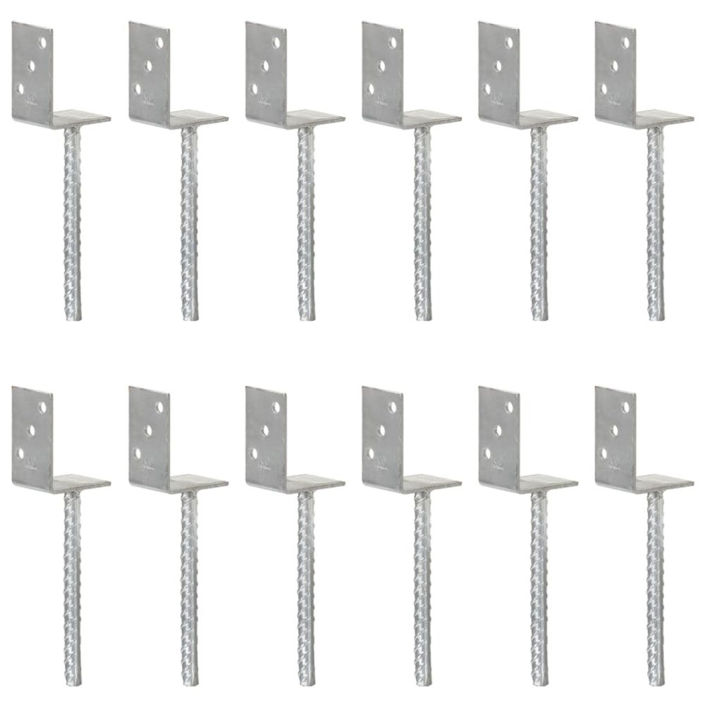 vidaXL Jordankare 12 st silver 8x6x30 cm galvaniserat stål