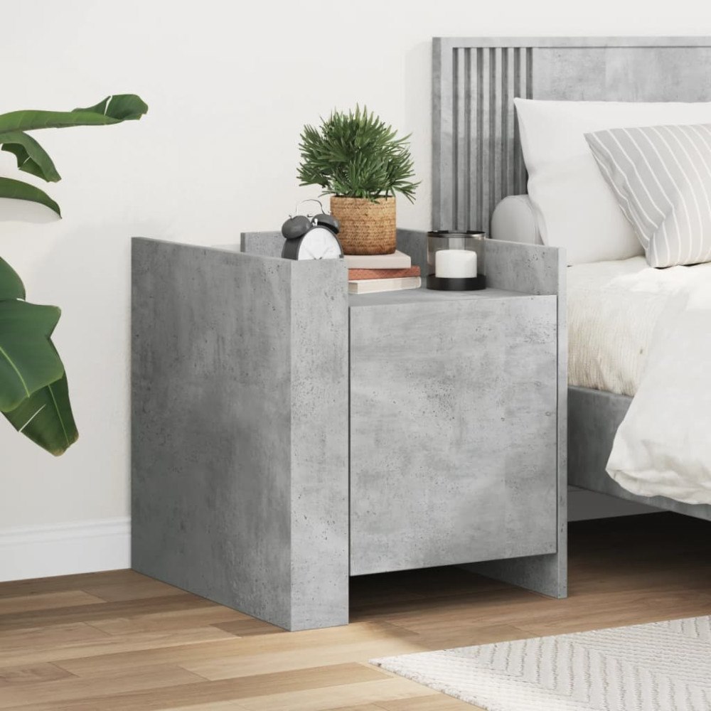 vidaXL Sängbord betonggrå 45x50x50 cm konstruerat trä